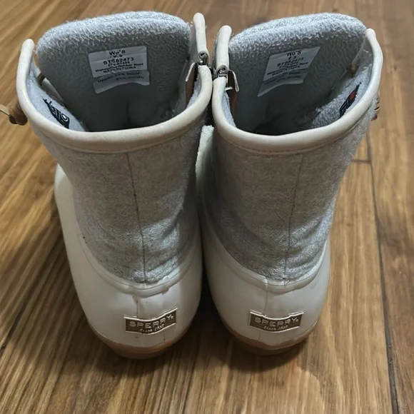 Sperry Women’s Saltwater Wool Duck Boots Size 9.5 Cream/Gray - Picture 4 of 8